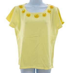 PINK POODLE Yellow Top with Flower Decals